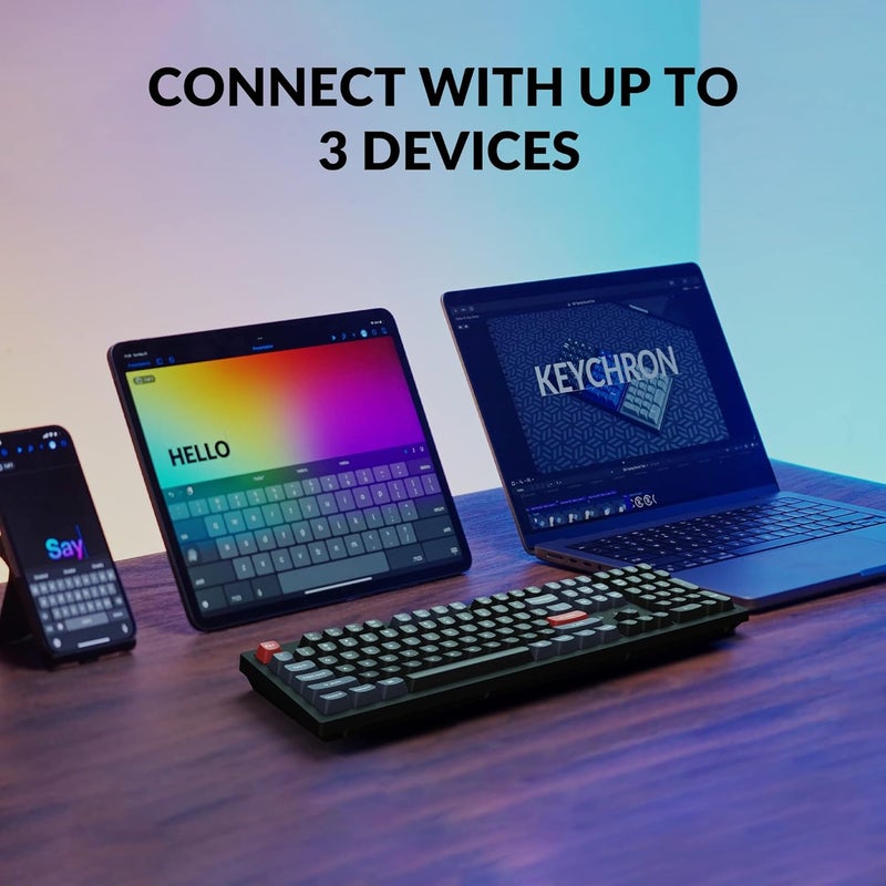 Keychron لوحة مفاتيح ميكانيكية مخصصة لاسلكية K10 Pro، قابلة للبرمجة QMK/VIA بلوتوث/سلكية بإضاءة خلفية بيضاء، مفتاح K Pro بني قابل للتبديل - لأجهزة ماك وويندوز ولينكس - Image 3